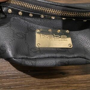 bebe Los Angeles Black Studded Shoulder Bag